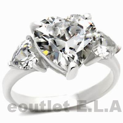 5CT HEART CZ SILVER ENGAGEMENT RING-5 sizes